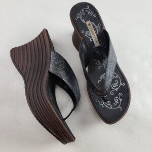 Vintage Y2K No Boundaries Cassie Chunky Wedge Sandal Womens 10 Flip Flop 90s